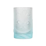LJHFG63KUYT Vasos de vidrio Vaso pequeño de vidrio esmerilado, bonito vaso con relieve gato caqui for leche, zumo y té, 120 ml para jugo(Blue)