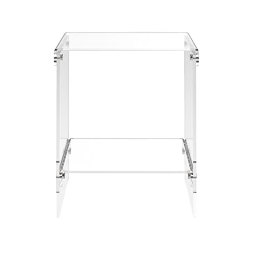Wahfay Clear Acrylic Side Table, 2-Tier Lucite End Tables 18" Lx 12" W X 22" H Easy Assembly, Modern Bedside Nightstand Table For Living Room Bedroom #TOP7