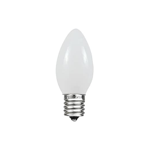 Novelty Lights Ceramic Christmas Replacement Bulbs - Outdoor Individual Bulbs For Events, Holiday Parties, Patios, And More - C7/E12 Candelabra Base, 5 Watt Lights (White, 25 Pack) #TOP4