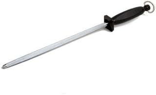 10" Round Butchers Sharpening Steel with Black Plastic Handle