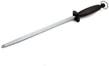 10" Round Butchers Sharpening Steel with Black Plastic Handle