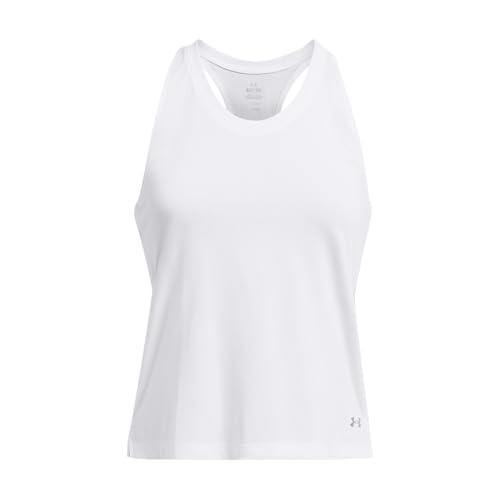 Under Armour UA Launch Singlet Camiseta de deporte para mujer, camiseta sin mangas para hacer deporte o correr, color blanco/reflectante