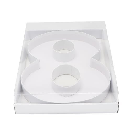 WENPACK 12.5" Fillable Cardboard Number Shaped Box With Clear Lid Birthday Treat (White, 8)
