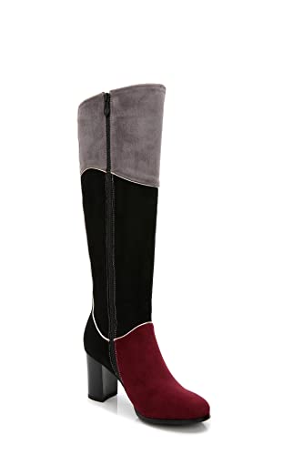 ANN CREEK Women's 'Manuel' Knee-high Patched Multi Colors Tall Faux Suede Heeled Riding Boots2