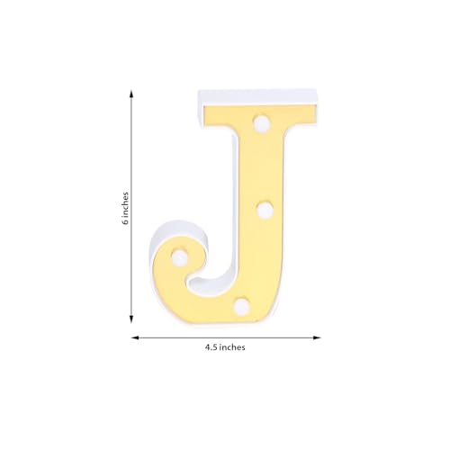 Image of Efavormart 6 inch Gold Marquee Letter J, Mirror Front Warm White LED Light Up 3D Sign, Battery Operated 72H Glow for Wedding Party & Wall Decor