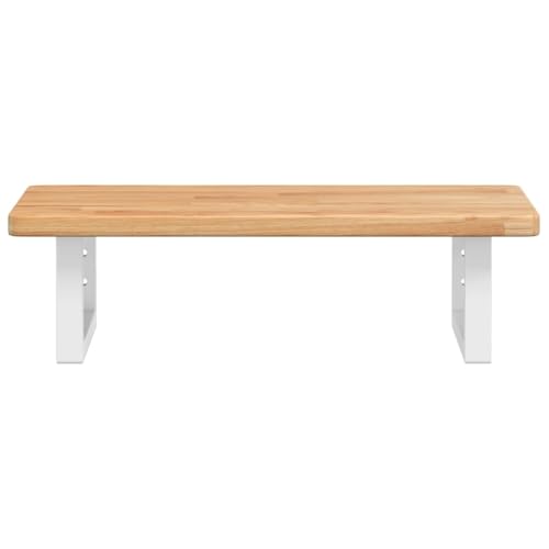 Tapa para lavabo de madera maciza de roble de 60x40 cm con soporte blanco 5
