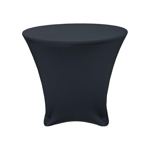 Your Chair Covers - 36 x 30 inch Cocktail Round Stretch Spandex Table Cover - Black, Fitted Elastic Tablecloth for Round Tables Cover