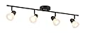 XiNBEi Lighting Track Light, 4 Light Track Bar Lighting with Glass, Modern Black Kitchen Ceiling Light XB-TR1237-4-MB