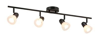 XiNBEi Lighting Track Light, 4 Light Track Bar Lighting with Glass, Modern Black Kitchen Ceiling Light XB-TR1237-4-MB