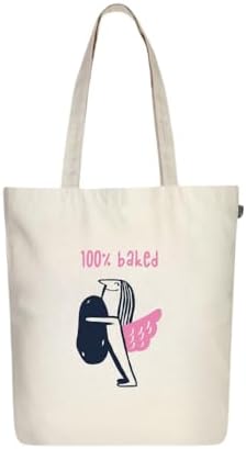 Eco Right Canvas Tote Bags for Women with Zip, College Bag for Girls, 100% Organic Cotton Tote Bag for Shopping, Travel & beach bags for women (Baked Behaviour) image 2
