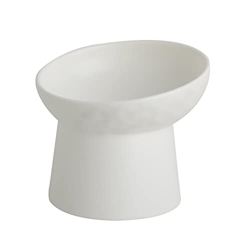 Small Ceramic Raised Cat Bowls Tilted Elevated Bowls