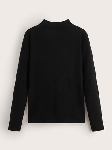 Verdusa Girl's 2 Pack Casual Basic Long Sleeve Mock Neck Ribbed Tee Shirt Top2