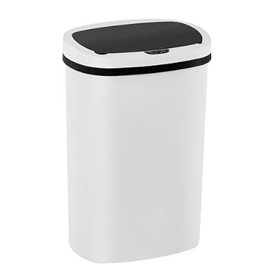 Pazidom 13 Gallon Trash Can, Plastic Kitchen Trash Can Automatic Garbage Can with Lid High-Capacity Touch Free Motion Sensor for Kitchen, Bedroom, Office, White