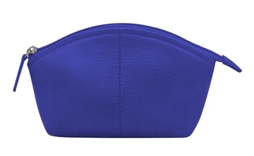 Image of ili New York Genuine Leather RFID Blocking Cosmetic Makeup Pouch - Cobalt