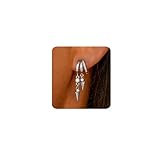 MUMREUES Pendientes Mujer Plata 14K, Aros de Cadena con Circonitas y Flecos, Hipoalergénicos, Minimalistas, para Fiesta, Regalo (Oro/Plata/Oro Rosa)