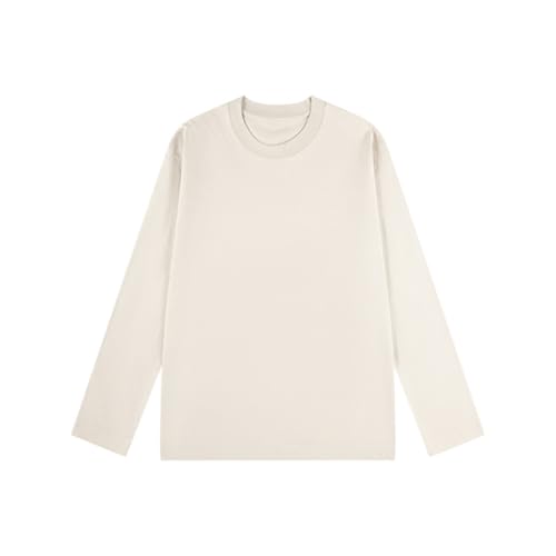 Long Sleeve Shirts for Women Basic Business Casual Tops Work Clothes Crew Neck Loose Fit Fall Fashion Outfits Beige XXL
