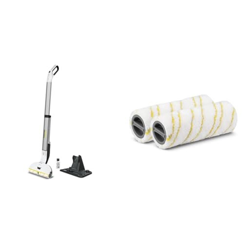 Kärcher Elektrischer Wischmopp EWM 2, kabelloser Bodenreiniger & Mikrofaserwalzenset für alle FCS und EWM 2