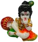 Miniatura 3 de Figura decorativa con acabado de mármol Krishna Makhan Chor Laddu Gopal Murti, estatua de ídolo para el hogar, templo Poojan, uso en oficina, templo