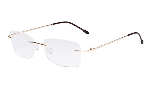 Eyekepper Ladies Frameless Reading Glasses - Lightweight Rimless Readers Women Gold +2.25