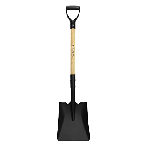 KOLEIYA Flat Shovel Transfer Shovel with D Handel and Heavy Duty Square Head for Landscaping Gardening Construction Snow Shoveling and Yard Work 41-Inch Metal+Wooden