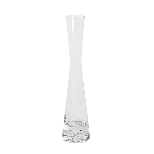 Jarrón de Cristal Transparente con Boca pequeña, contenedor de Flores de Vidrio de Cintura Delgada, Soporte de Tallo único para Oficina, hogar, Hotel, decoración de Mesa de Comedor