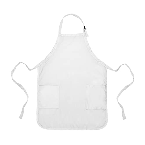DALIX Apron Commercial Restaurant Home Bib Spun Poly Cotton Kitchen Aprons (2 Pockets) in White