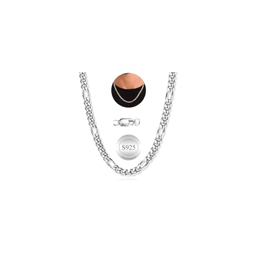 MOROTOLE Cadena de Plata Ley Figaro Cadenas Para Hombres Collar Figaro Cadena de Plata para Hombres