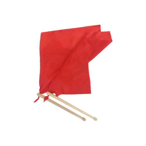 Baquetas de madera para percusión Beaupretty con cinta de seda roja de 37 x 37 cm, par de baquetas de 25 cm para tambor de cintura, accesorios para actuaciones tradicionales de león y tambores militares miniatura 1