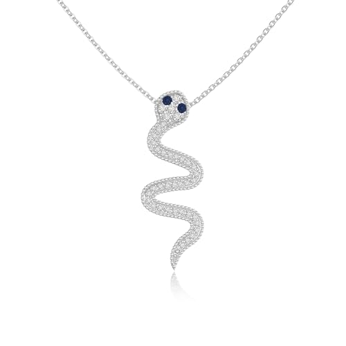 Natural Gemstone with Moissanite Snake Pendant Necklaces for Women in 925 Silver/18K Yellow/Rose Gold Vermeil, Birthstone Jewelry Gifts for Her Birthday, Wedding, Anniversary, Graduation, Mothers Day