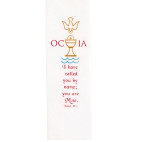 Wowser OCIA Catholic Initiation White Felt Stole, Religious Design with Scripture, 4 x 35 inches2