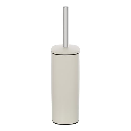 Inbagno Portascopino WC in Acciaio Bianco Opaco con setole Nere, Contenitore Estraibili e paraspruzzi