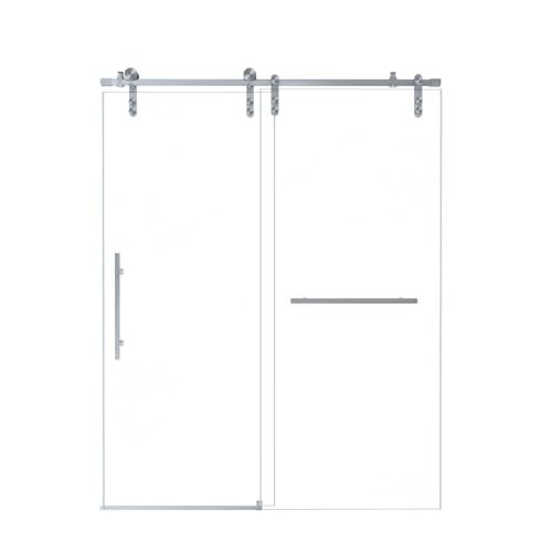 MotiveTech 44-48" X 76" H Frameless Sliding Shower Door, 5/16" (8mm) Clear, Stainless Steel Frame,Brushed