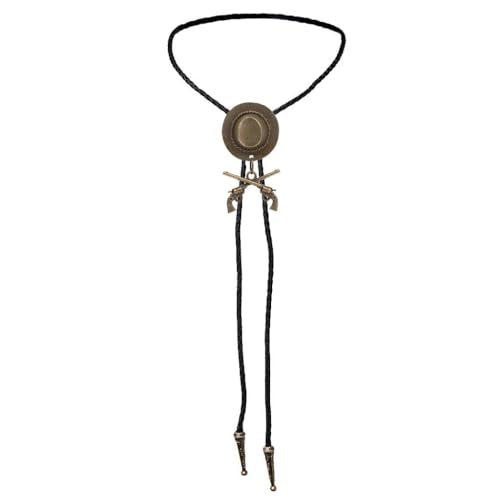 Image of Jeilwiy Bolo Tie for Men Western Cowboy Tie Necklace Gold Bolo Tie Leather Necktie Halloween Tie Accessories for Women