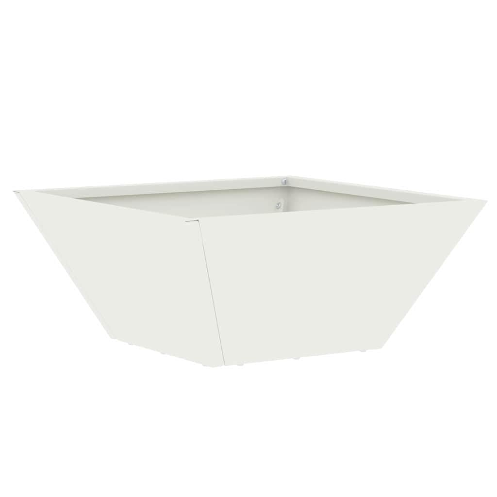 Doniczka ogrodowa Biała 35x35x15 cm Stal zimnogięta Nowoczesna metalowa donica trapezowa na taras i ogród trwała minimalistyczna