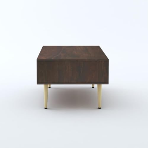 Image of MAMTA DECORATION Solid Sheesham Wood Coffee Table for Living Room | Wooden Center Table with Drawer & Open Shelf Storage for Home, Hall & Lounge | Modern Teapoy /Tea Table | Walnut Finish