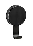 WENKO Static-Loc Plus Wandhaken Pavia Schwarz, 2er Set Bad-Haken, Befestigen ohne bohren, sicherer Halt durch statische Haftung auf glatten, luftundurchlässigen Flächen, je 6 x 10 x 3,5 cm, Stahl matt