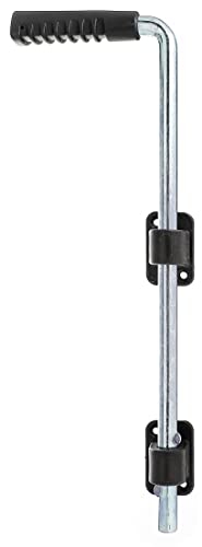 Alberts 207021 Bodenschieber | galvanisch verzinkt, dickschichtpassiviert mit Führungswinkel und Griff, schwarz | Bolzen-Ø 16 mm | 400 mm | Abstand Bolzen - Tor 40 mm