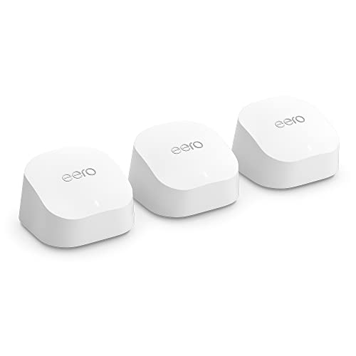 Routeur Wi-Fi maillé Amazon eero 6+ | Ethernet 1,0 Gb/s | Couvre jusqu'à 420 m² | Possibilité de connecter plus de 75 appareils | Lot de 3 | Modèle 2022