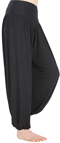 Hoerev Super Soft Nylon Spandex Harem Yoga/ Pilates Pants (Small, Black) #TOP1