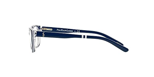 Polo Ralph Lauren Kids' Pp8520 Rectangular Prescription Eyewear Frames, Navy Blue On White/Crystal/Demo Lens, 46 Mm #TOP3