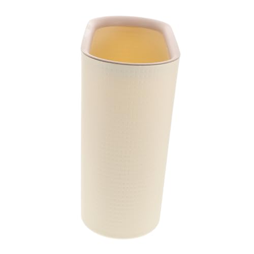 Caneca de basura rectangular beige de plástico