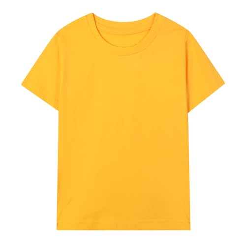 Image of HILEELANG Kids Boy Basic Plain Cotton T-Shirts Short Sleeve Crew Neck Summer Tees 4packs 6-12 Years