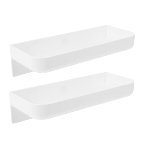 LALAFINA Estante para Colgar Pared 2 Piezas Blanco Taladro de Plástico PP, Organizador Multiusos para Baño, Cocina y Almacenamiento de Cosméticos
