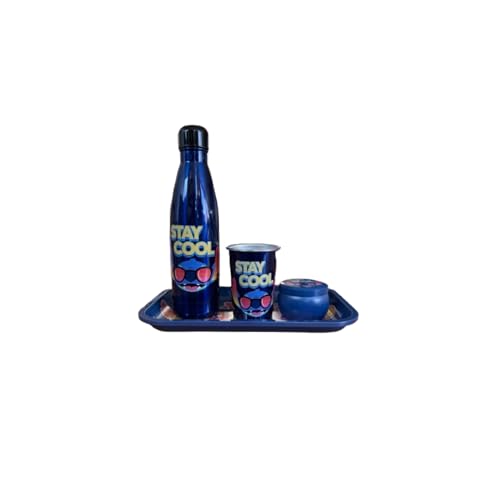 Homadict - Coffret Cadeau Stitch Stay Cool - Bouteille Isotherme, Plateau Métal, Petite Boîte et Gobelet - Licence Officielle Disney