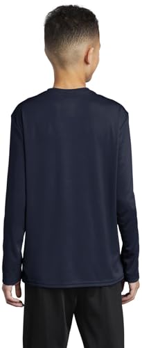 Port & Company Youth Performance Long Sleeve Tee | UPF 50 Athletic Workout Clothing for Spring & Summer | PC380YLS4