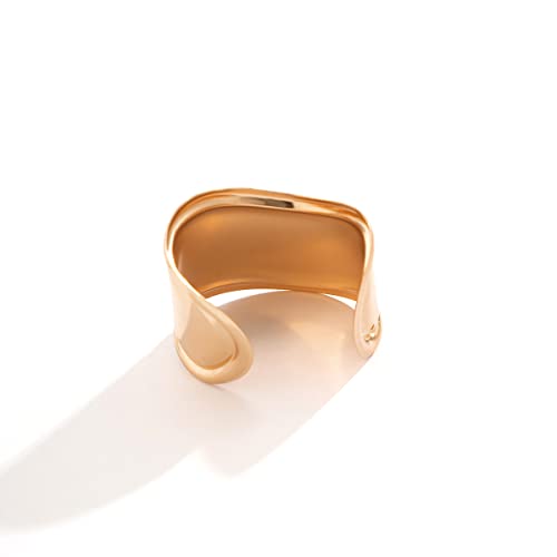 Colorful Bling Chunky Gold Silver Open Wide Hammered Wrist Cuff Bangle Adjustable Hollow Leaf Flower Wrap Bracelet For Women Statement Wristband Jewelry-Gold thumb #1