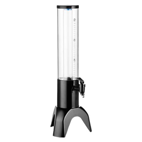 Gralara ​Torre Dispensador de Cerveza y Bebidas Frías – Base Triangular Estable con Tubo Refrigerante –Transparente para Bares, Fiestas y Exteriores, Negro, 1.5l