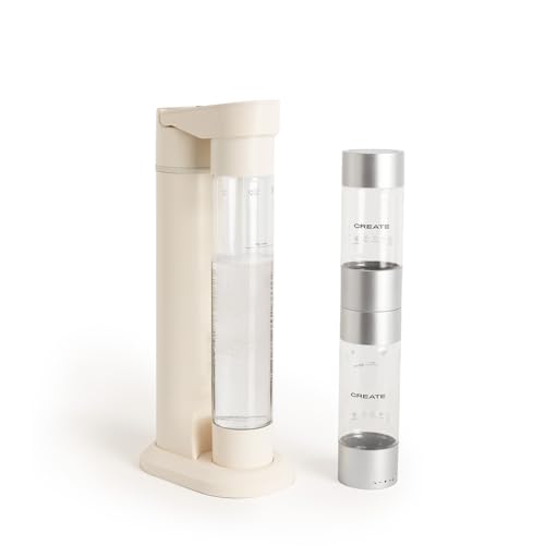 CREATE/SODA MAKER STUDIO/Machine pour faire de l’eau gazeuse 1L sable + bouteille double 500 ml + 350 ml/Ne comprend pas de cylindres de CO₂, bouteille sans BPA