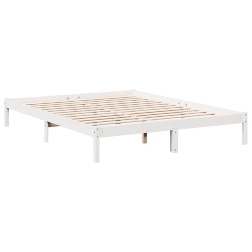 vidaXL Extra Long Bed Frame without Mattress White 160x220 cm Solid Wood Pine