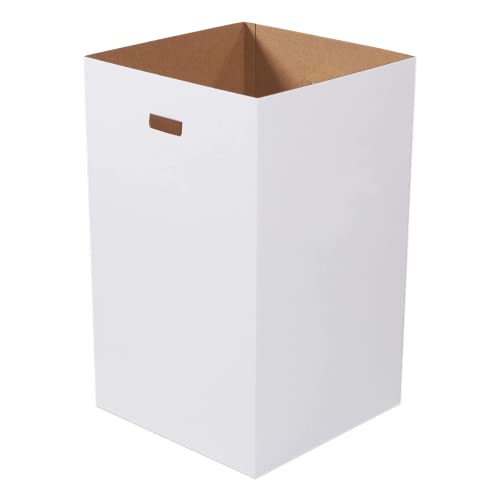 AVIDITI Cardboard Trash Can and Recycling Bin 40 Gallon, 18" L x 18" W x 30" H, Pack of 10 Reusable Disposable Pop Up Trash Can Containers for Parties, Recycling, Outdoor Events, White Box
